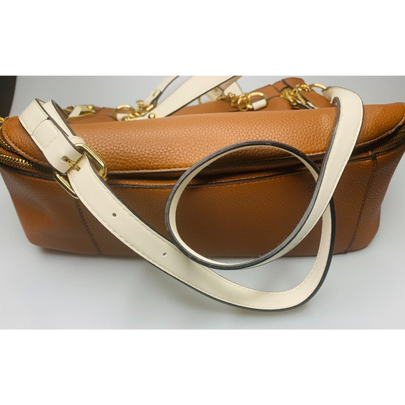 Mia K Collection Brown and Light Beige Tote Bag with Detachable Shoulder Strap - Picture 10 of 11